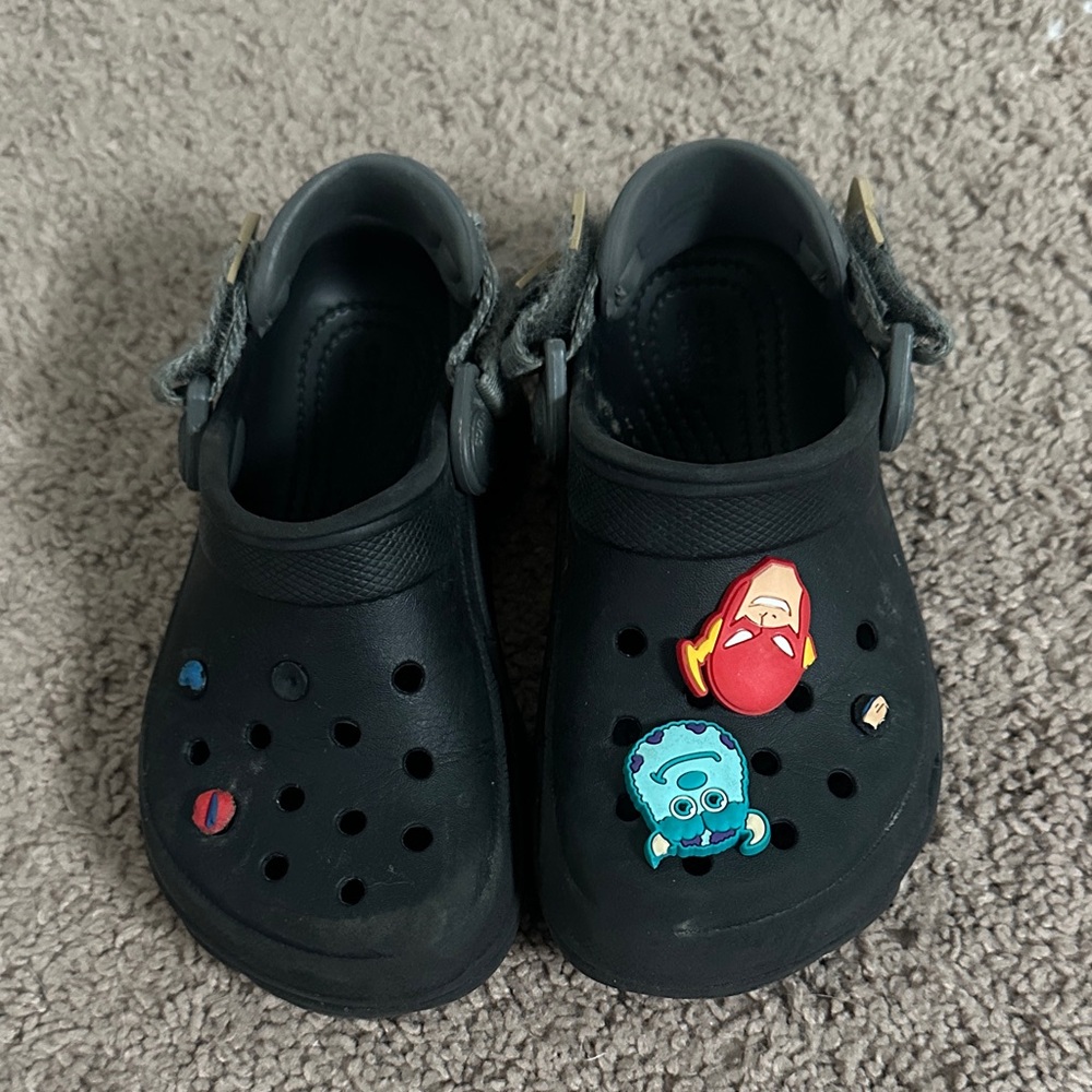 CROCS Kids Black Water Shoes with Fun Charms